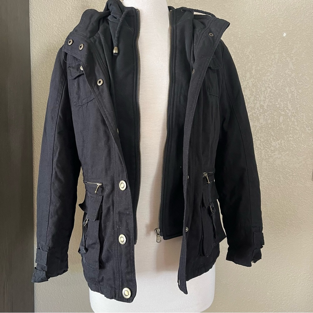 Black Hooded Utility Jacket